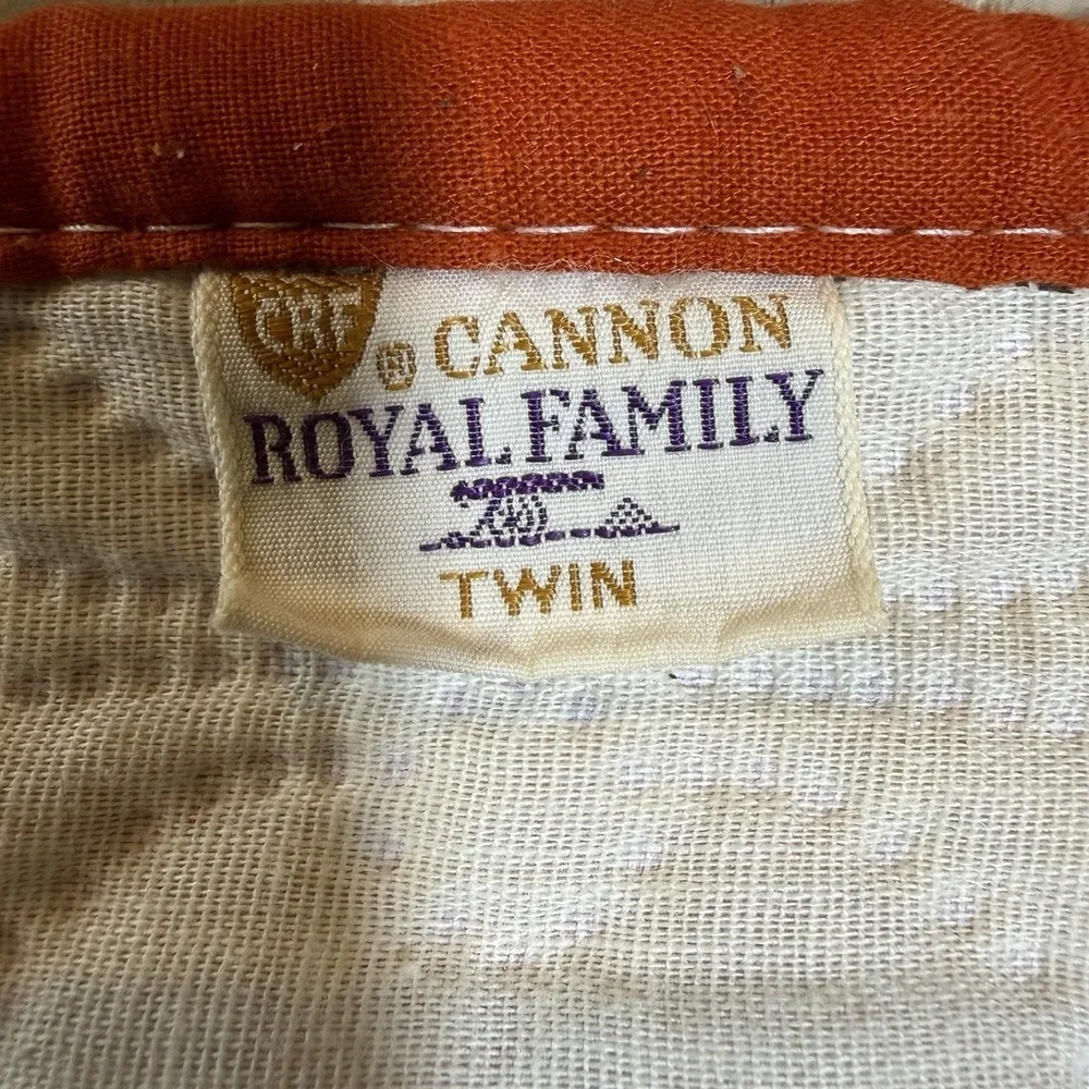 Vintage Rust Orange Woven Canon Full Twin Bedspread Embroidered Blanket USA‎
